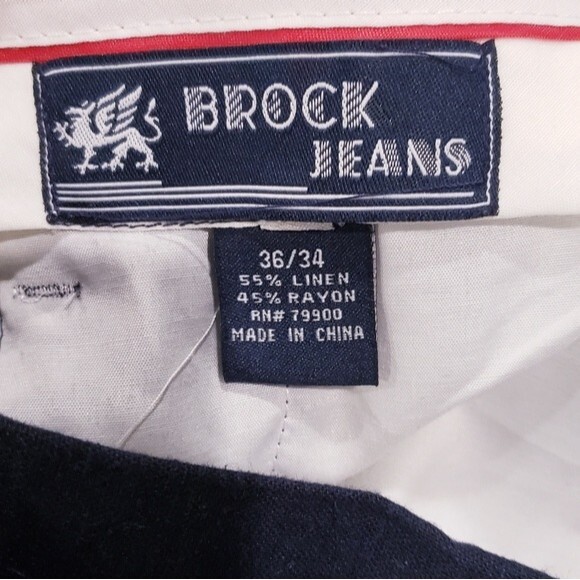 Brock Jeans Linen Blend Navy Pants Size 36/34 - Picture 4 of 5